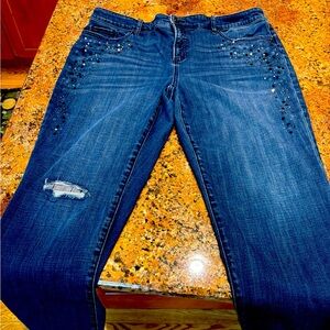 Very nice pair of size 16 women’s embellished jeans. Comfortable, slimming.